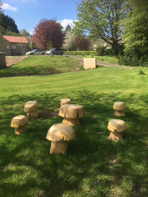 wooden mushrooms